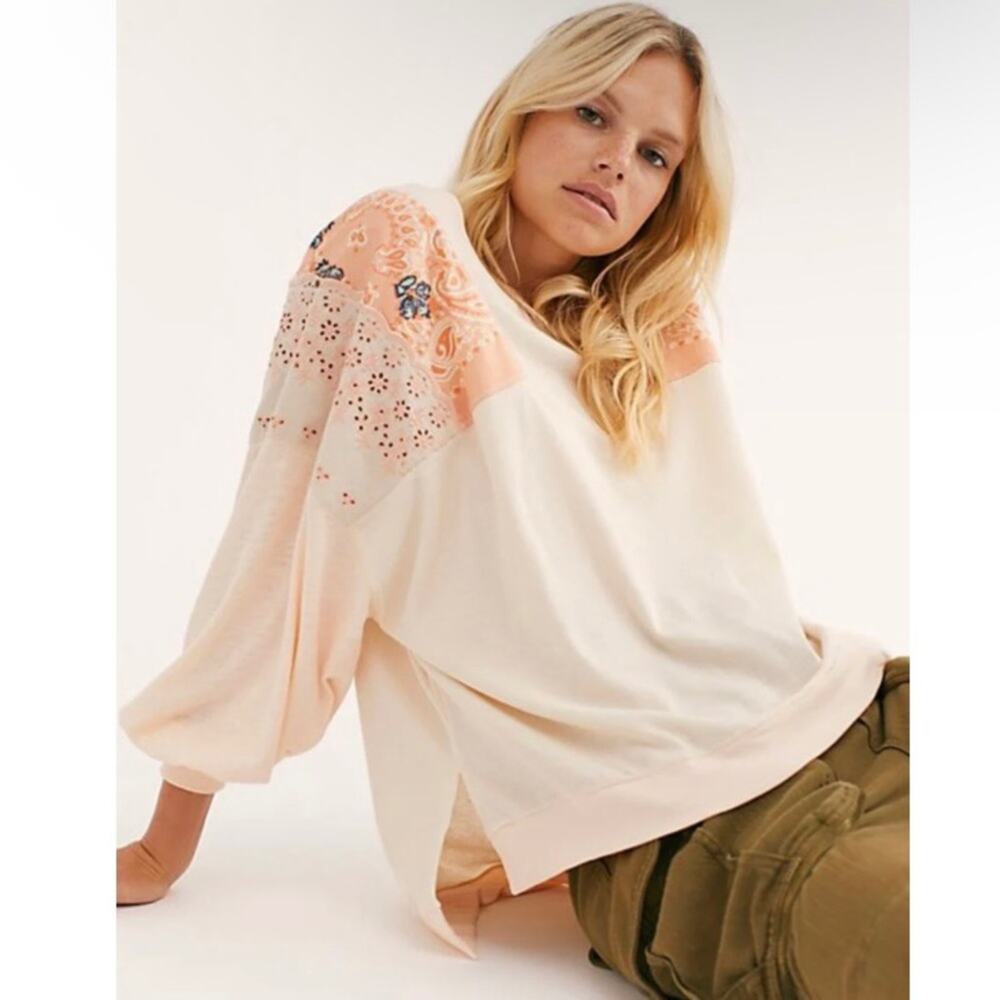We The Free Feelin It Eyelet Patchwork Top